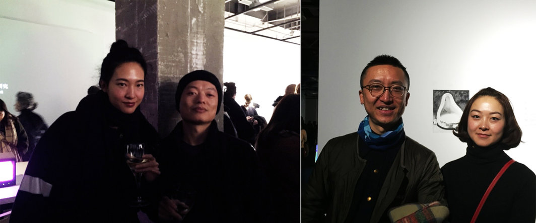 左：艺术家杨伯都与张洁白；右：艺术家殷漪与刘亚楠.