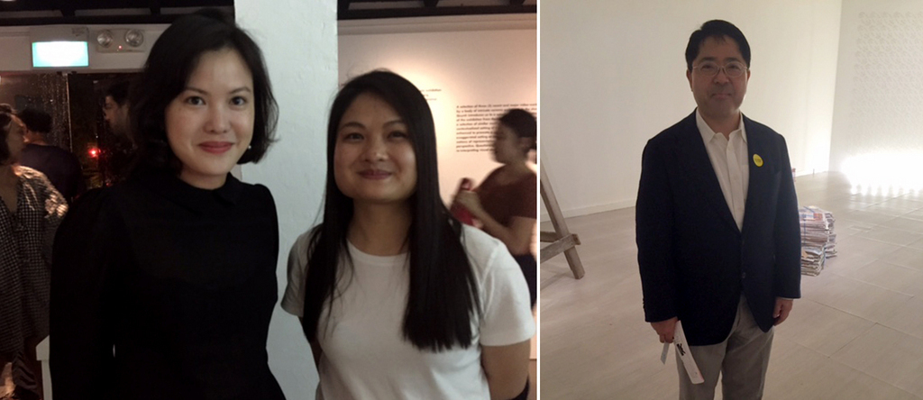 左：画廊家Audrey Yeo与艺术家Quynh Dong；右：画廊家小山登美夫.