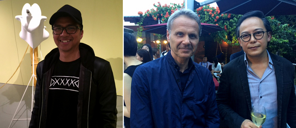 左：东京宫的Khairuddin Hori；右：作家及电影人Michael Schindhelm与南洋理工大学当代艺术中心的Philip Francis.