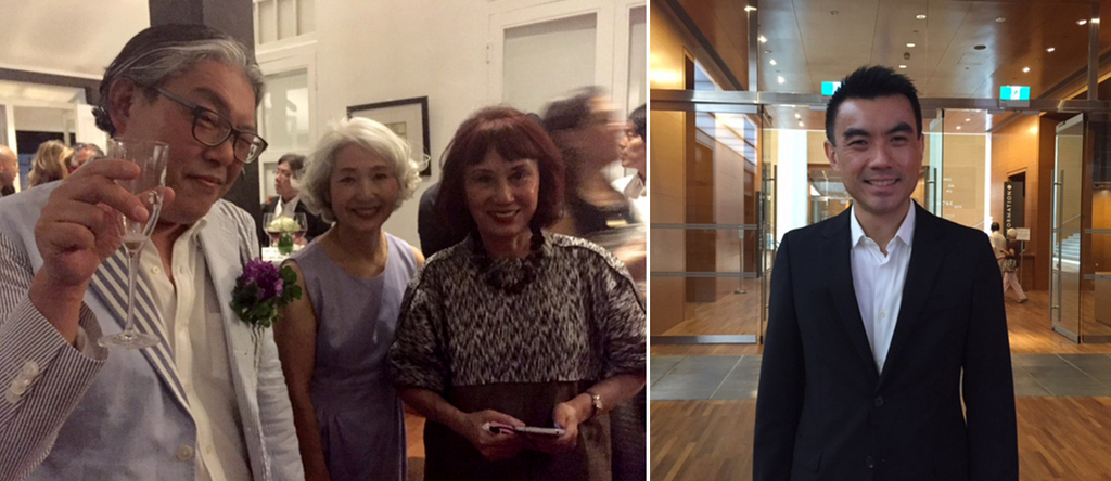 左：收藏家宫津大辅，Melani Setiawan与Misuzu Takamura；右：新加坡国家画廊负责人陈维德.