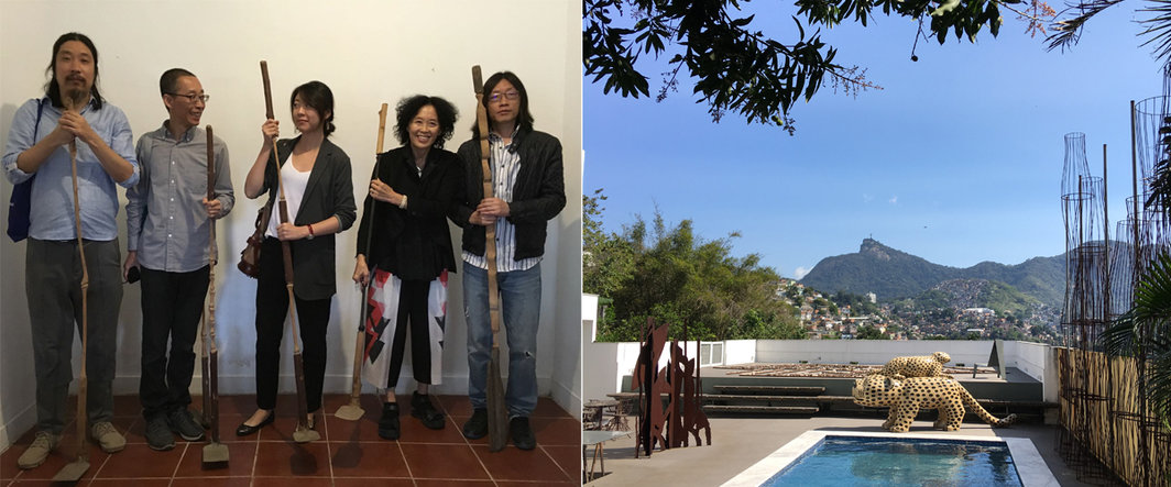 左：于Afonso Tostes工作室（鲍栋、张离、陈怡辰、Sarina Tang、朱朱）；右：Carols Vergara院子里的风光.