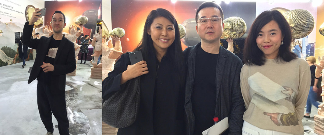 左：策展人、批评家秦思源；右：尤伦斯当代艺术中心CEO薛梅，收藏家乔志兵与蔡荔馨.