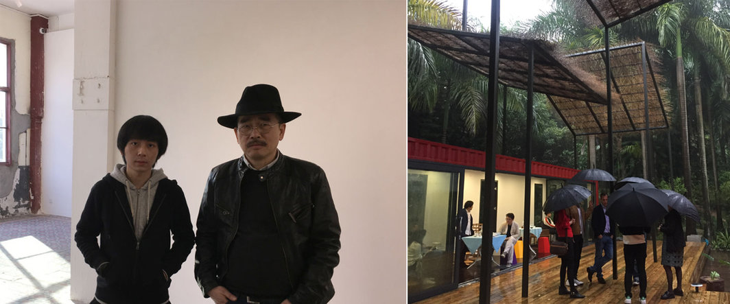 左：艺术家林奥劼与本来画廊负责人陈侗；右：维他命镜花园空间新建部分.