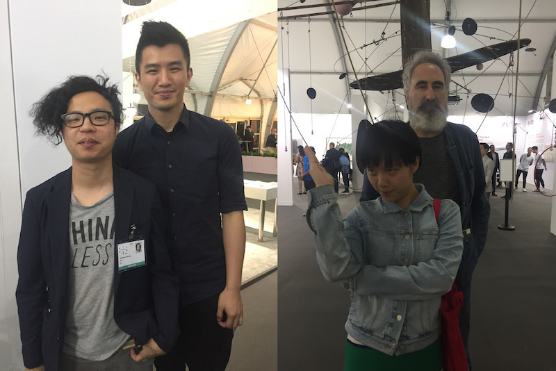 左：艺术家黄宇轩与林志辉；右：艺术家麦影彤与David Boyce.