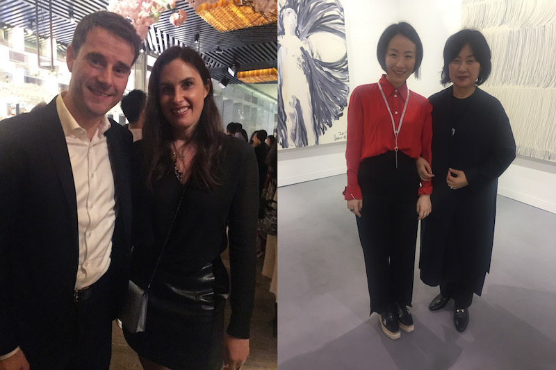 左：画廊家Nick Simunovic与艺术家Jennifer Guidi；右：画廊家Hongwon Lee与HyeRyung Ahn.