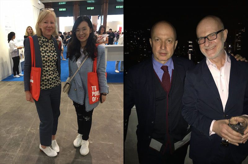 左：上海摄影艺术中心策展人Karen Smith和Jenny Liu；右：贝耶勒基金会总监Sam Keller与画廊家Stephen Friedman.