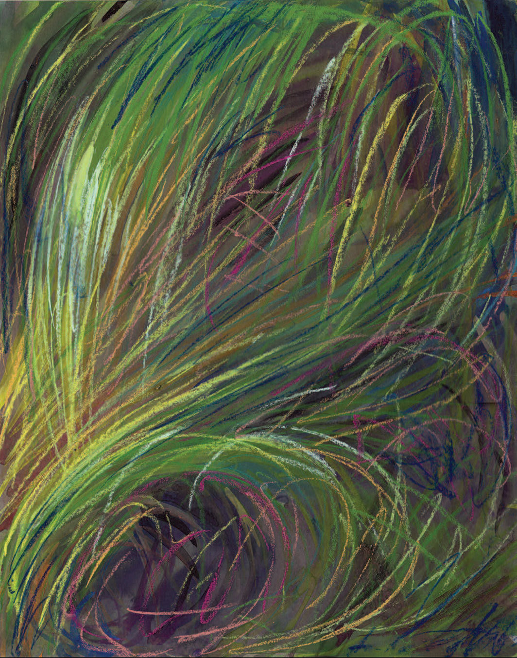 TM·达维，《马勒姆草》（Marram），2019，纸上粉彩和水粉，14 x 11''.