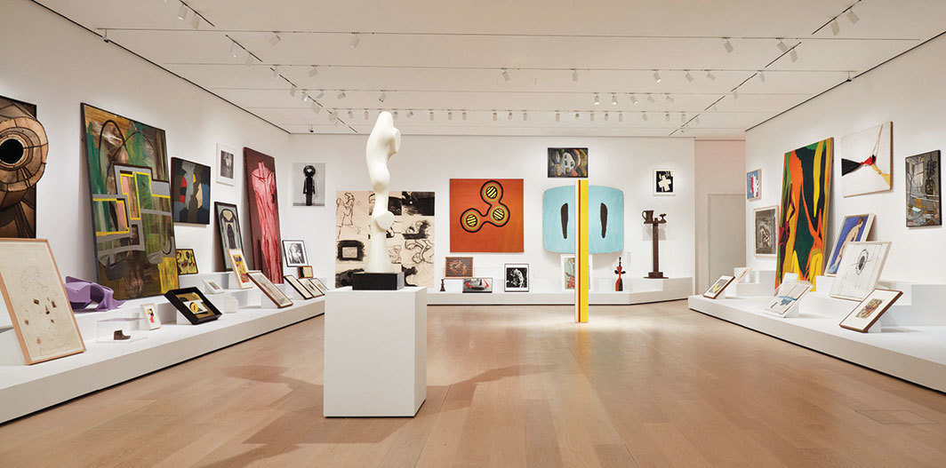 “艺术家之选：艾米·希尔曼”（Artist's Choice: Amy Sillman）展览现场，2019-20，MoMA，纽约；摄影：John Wronn.