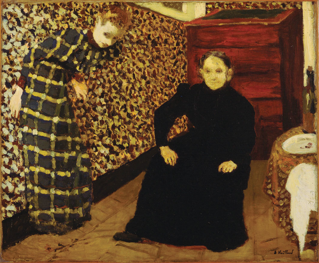 爱德华·维亚尔，《室内，艺术家的母亲和姐姐》（Interior, Mother and Sister of the Artist），1893，布面油画，18 1⁄4 × 22 1⁄4".