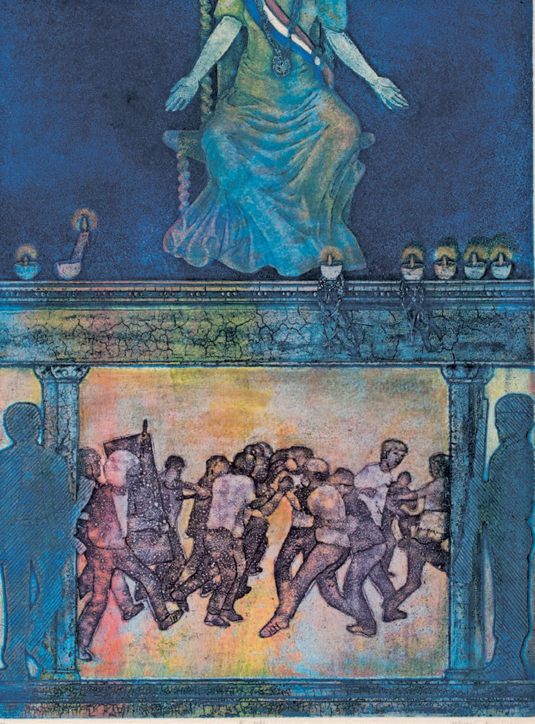 奥芙丽亚·特其，《祭坛座画》，1984，纸上蚀刻，125⁄8 × 95⁄8".