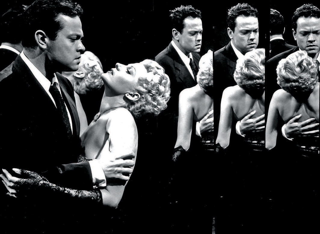 奥森·威尔斯，《上海小姐》，1947，35毫米，黑白，有声，87分；迈克尔·奥哈拉（Michael O’Hara，奥森·威尔斯饰）和艾尔莎·班尼斯特（Elsa Bannister，丽塔·海华丝[Rita Hayworth]饰）. 