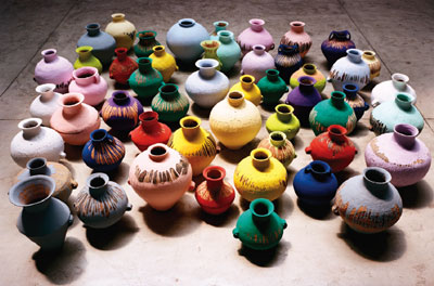 Ai Weiwei, Colored Vases, 2006, vases and paint, dimensions variable.
