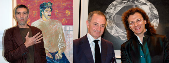 左图：艺术家Khosrow Hassanzadeh。右图：艺术顾问Paolo Colombo和常青画廊的Lorenzo Fiaschi。