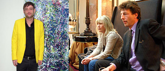 左图：艺术家Erik Schmidt。右图：艺术家Kirsten Ortwed和画廊家Aurel Scheibler。