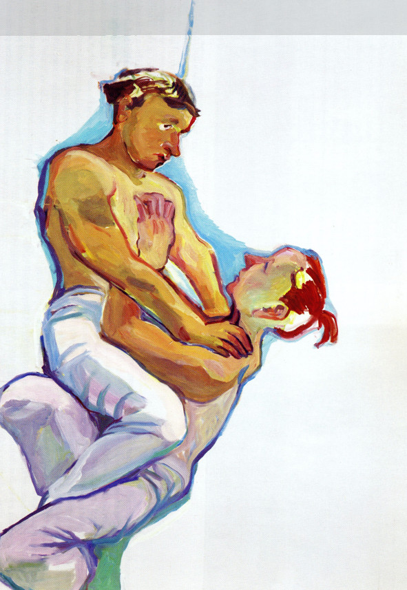 Maria Lassnig、《穿内裤的亚当和夏娃》、2005、布上油画