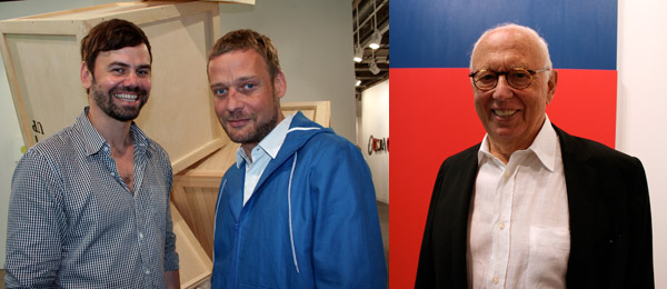 左: 艺术家Ingar Dragset和 Michael Elmgreen。右: 艺术家Ellsworth Kelly。(摄影: Sarah Thornton)&nbsp;