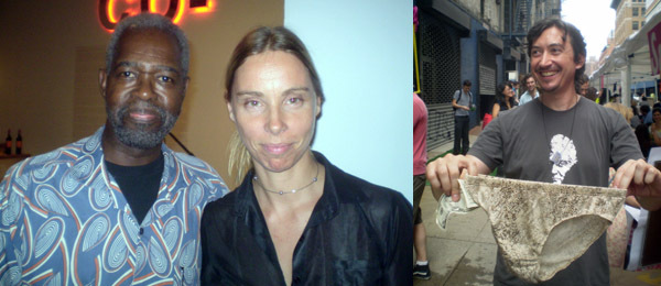 左: 音乐家 Malcolm Mooney 和艺术家 Fia Backström。 右图: 画廊家John Connelly。 (摄影: Brian Droitcour)