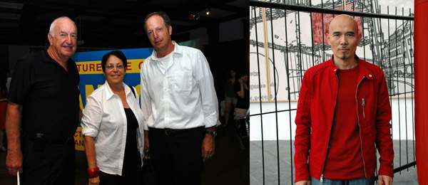 左: 收藏家Don Rubell, Mera Rubell和Jason Rubell. 右: 艺术家杨诘苍。