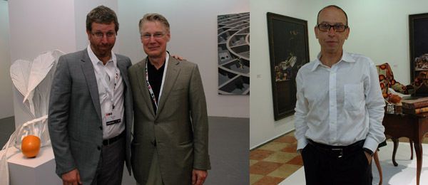 左: PaceWildenstein的 Marc Glimcher 和Peter Boris. 右: James Cohan 总监 Arthur Solway.