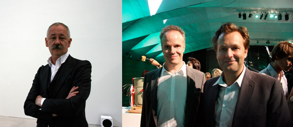 左图: 艺术家Cerith Wyn Evans.右图: 横滨三年展策展人小汉斯和毕尔包曼。