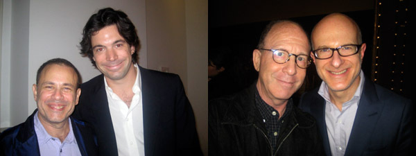 左图: 艺术顾问Allan Schwartzman和Gladstone 总监Max Falkenstein. 右图: 评论家Jerry Saltz 和画廊家Stephen Friedman.