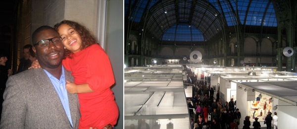 左图：艺术家Steve McQueen和女儿. 右图: FIAC现场.