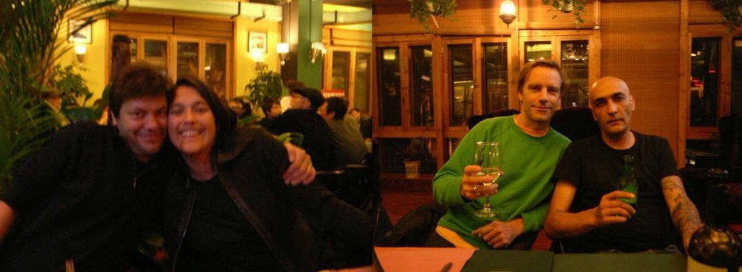 左图：策展人Philippe Pirotte与Nina Oeghoede；右图：艺术家Knut Asdam、Armen Eloyan