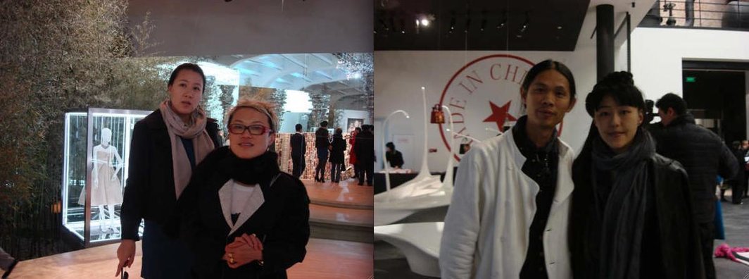 左图：策展人搪欣和设计师韩枫。右图：艺术家荣荣和映里。
&nbsp;