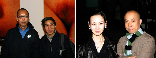 左图: 艺术家白宜洛和梁绍基。右图: 东大名创库的Chris Hong和郑为民。