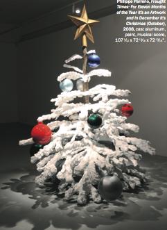 菲利普·帕雷诺、《困扰时间：一年之中有十一个月它是艺术品，十二月是圣诞节（十月）》、2008、铸造铝、颜料和乐谱、272×185×185厘米。