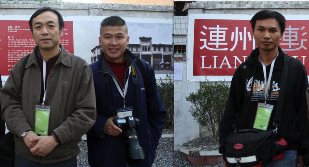 左图：总策展人鲍昆和参展艺术家黄涵贤。右图：参展艺术家吴昌耀。