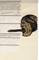 南希•斯佩罗、《Codex Artaude XVII》(局部)、1972、纸上打印机油墨和绘画拼贴 180×61厘米。