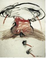 南希•斯佩罗、《Bomb Shitting》、1966、纸上水粉和油墨、34×27厘米。