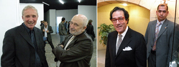 左图: Townhouse画廊的William Wells和Pratt学院艺术史系主任Ed DeCarbo。右图: 埃及文化部长Farouk Hosni (左)。