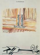 马丁•基彭贝尔格、《未命名， La Residencia》1995、酒店信封上的综合媒介、30×21厘米。选自“酒店画”系列，1985-97。