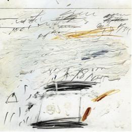 塞•托姆布雷、《诗歌-致大海XV》1959 纸上油画、涂鸦、炭笔画、约为33×31厘米。选自《诗歌-致大海》组画、1959.