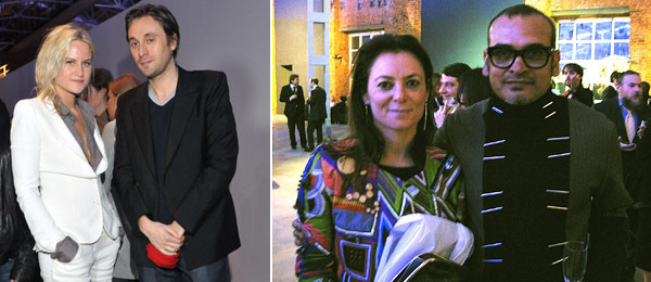 左图: Olympia Scarry和艺术家Francesco Vezzoli；右图: 艺术家Bharti Kher和Subodh Gupta。
