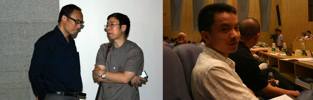 左图：批评家朱青生和殷双喜。右图：批评家胡斌。