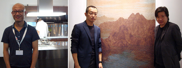 左图：艺术家刘韡。右图：艺术家冯梦波、上海民生银行美术馆副馆长/艺术家周铁海。