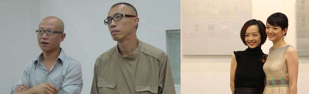 左图：艺术家刘韡和长征空间的卢杰。右图：主播陈鲁豫和CIGE博览会执行董事王一涵。