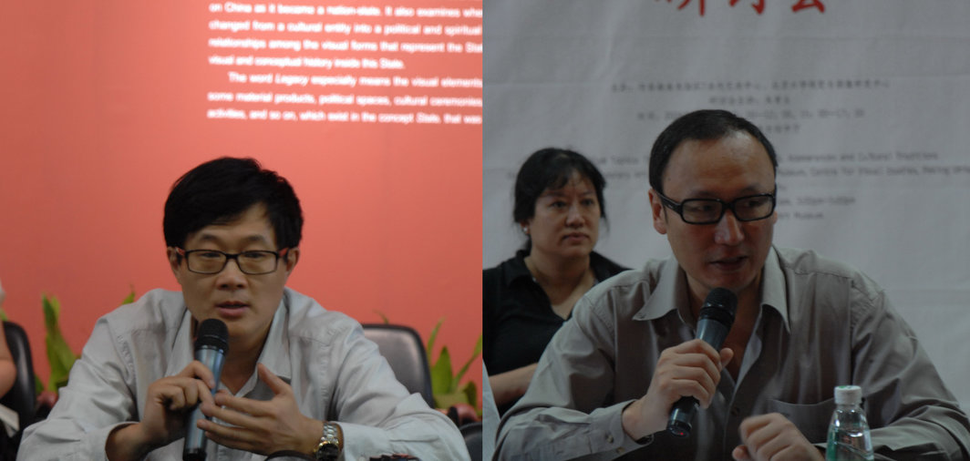 左图：评论家吕澎。右图：评论家朱青生。