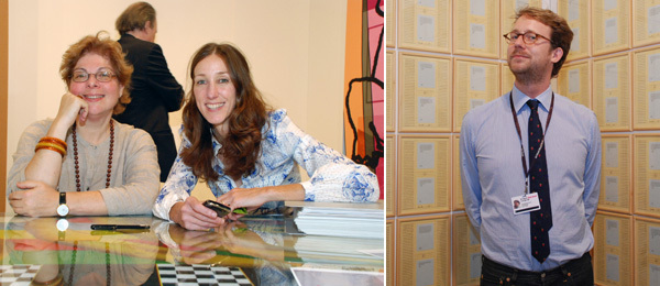 左图：惠特尼博物馆首席策展人Donna De Salvo和艺术经纪人Carol Greene.。右图：艺术经纪人Martin Klosterfelde。