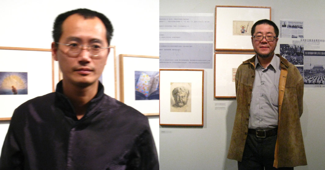 左图：艺术家邱志杰。右图：中央美术学院美术馆馆长王璜生。