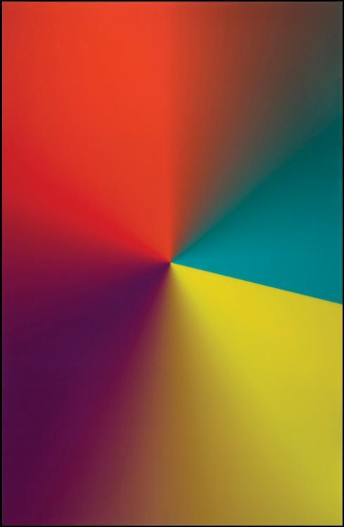 科里•阿肯吉尔（Cory Arcangel），《Photoshop CS :110 by 72 inches，300 DPI, RGB, square pixels, “Yellow, Violet, Red, Teal,” mousedown y =16450 x=10750,mouse up y =18850 x=206002009, 2009》，彩色照片，110 x 72"。