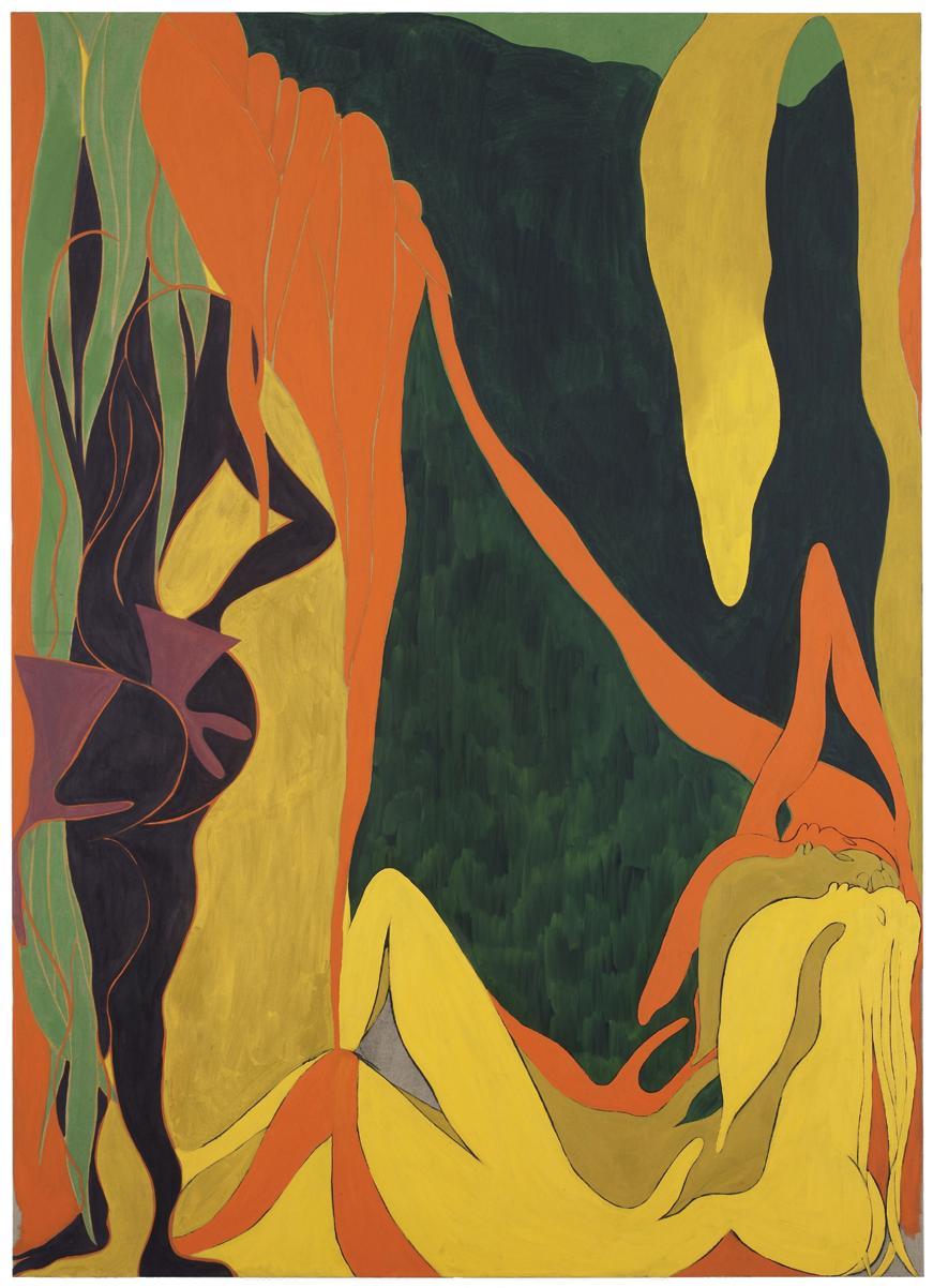 克里斯•奥弗里（Chris Ofili），《拉撒路的复活》（The Raising of Lazarus, 2007），油彩、炭笔、亚麻纤维布，109 3⁄4  x 78 7⁄8"。
