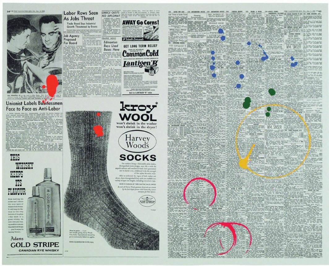 罗德尼•格雷厄姆（Rodney Graham），《温哥华太阳报：1962年11月9日，星期五》（The Vancouver Sun: Fri., Nov. 9, 1962, 2007），纸上丝网印刷，23 1⁄3  x 29"。