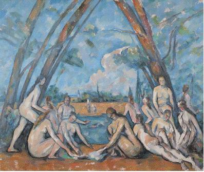 保罗·塞尚，《大浴女》（1906），布面油画，82 7/8英寸×98 3/4"。