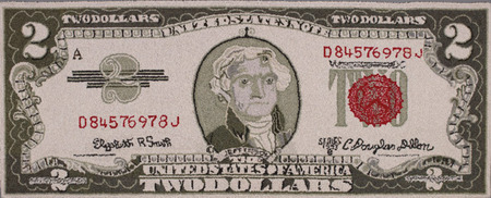 多柔•格雷贝纳克、《两美元》、1964、羊毛制品、76 x 185cm。