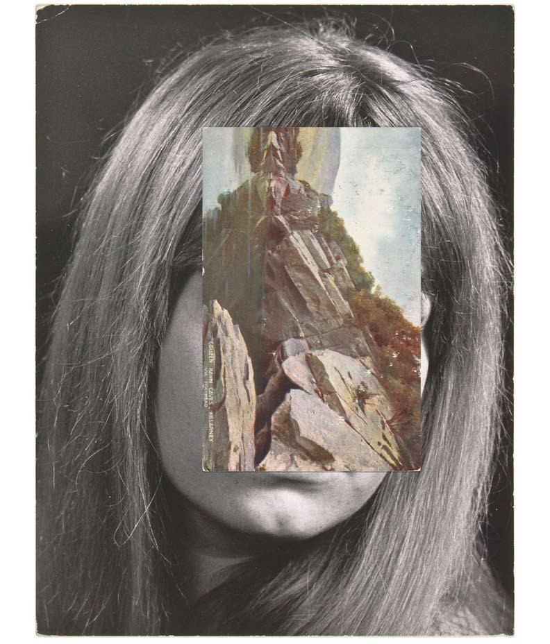 斯蒂扎克，《面具64》，2007，明信片、黑白照片、纸板，25.4×19.05cm