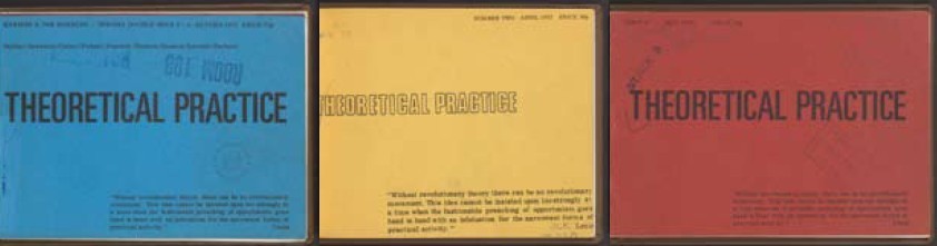 《理论实践》（Theoretical Practice）杂志封面（左起：6、2、3与4期），图片提供：纽约公共图书馆